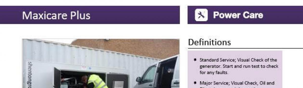 Generator Power Care Premier Data Sheet