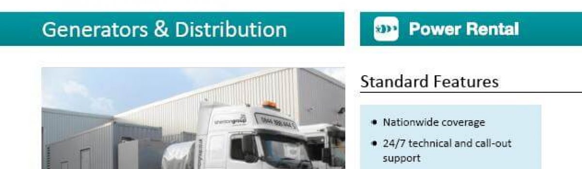 Generator & Distribution Rental Data Sheet